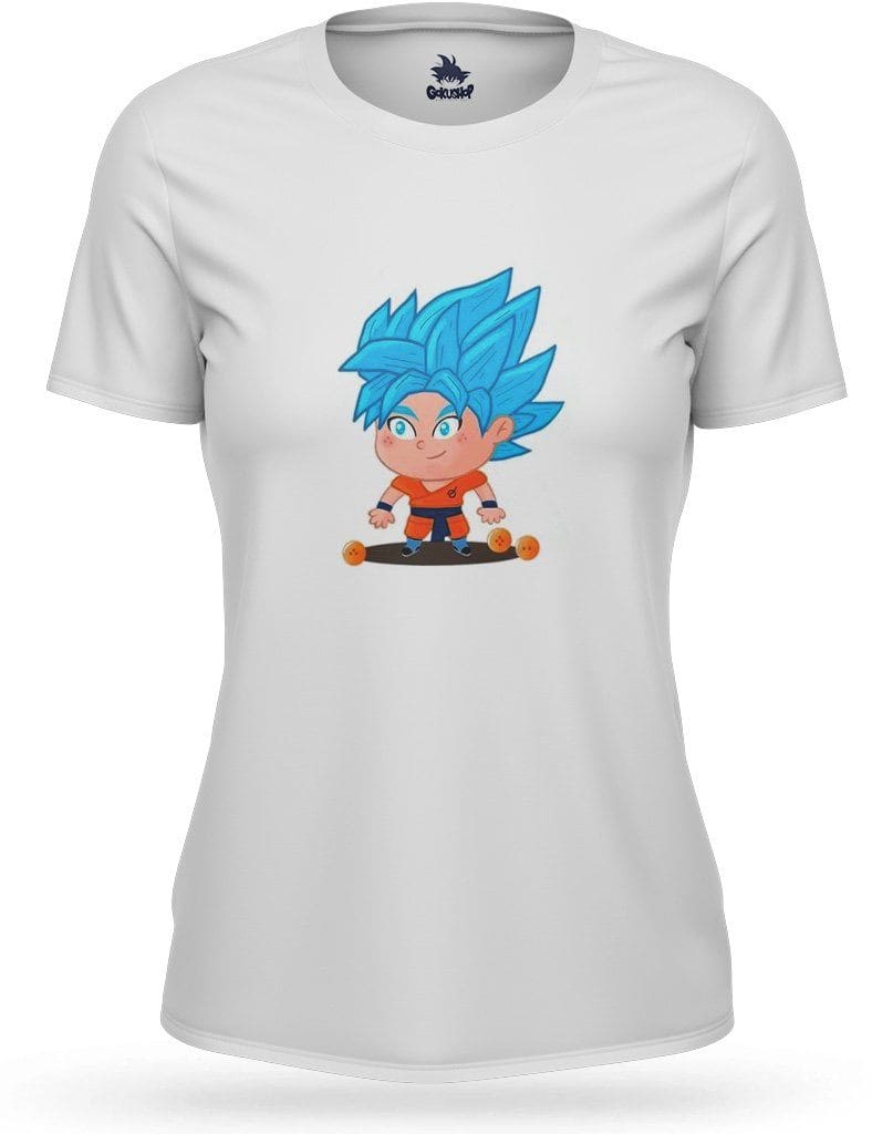 T-Shirt DBS Femme Mini Goku Saiyan Blue – Image 2
